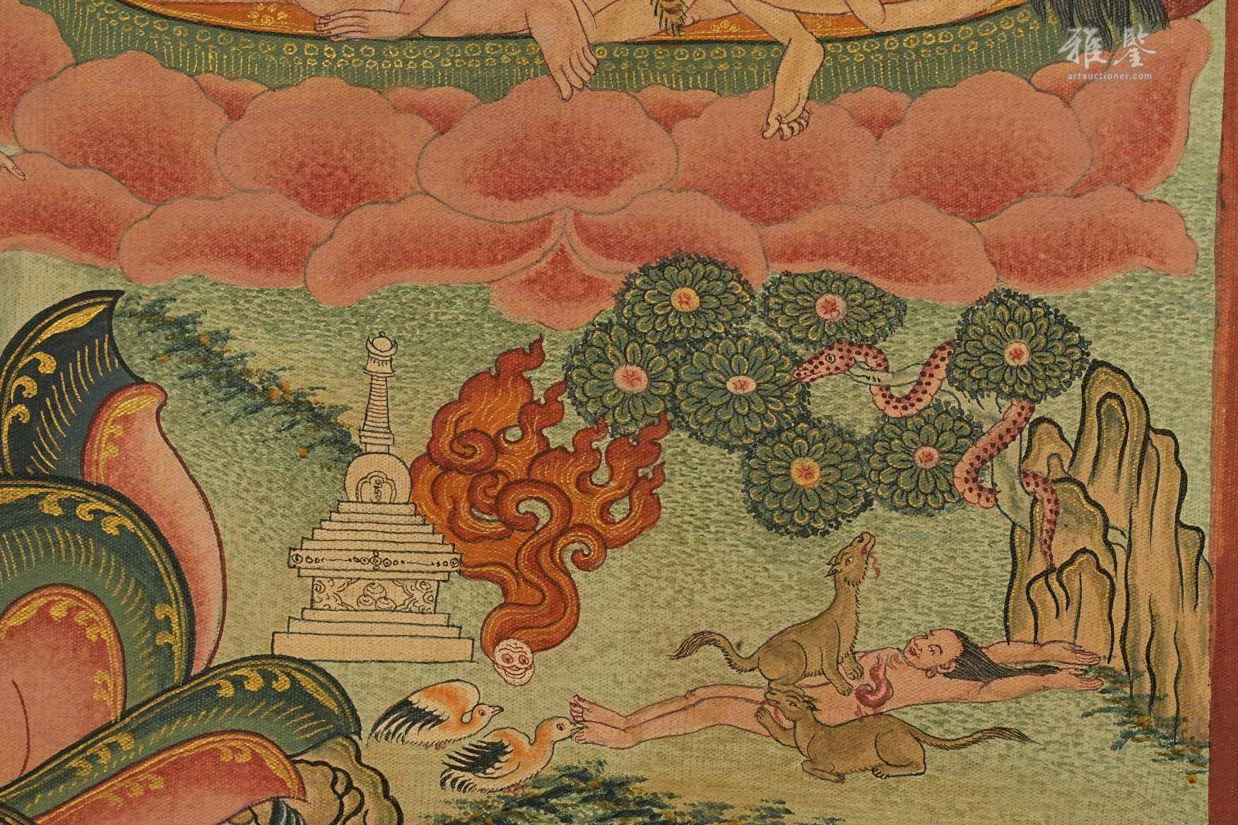 清乾隆 宁玛派八部普巴金刚（九普巴）唐卡 钦则（钦孜）画派体系 布面 日本古裂装裱 日本桐箱附 本物保证