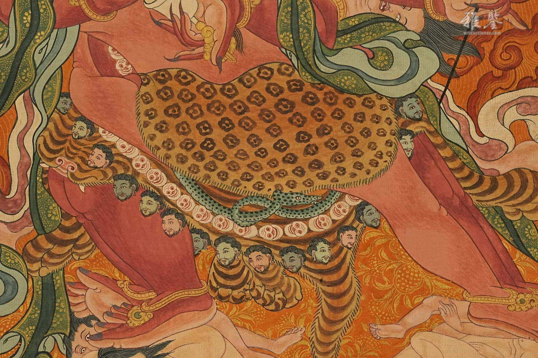 清乾隆 宁玛派八部普巴金刚（九普巴）唐卡 钦则（钦孜）画派体系 布面 日本古裂装裱 日本桐箱附 本物保证