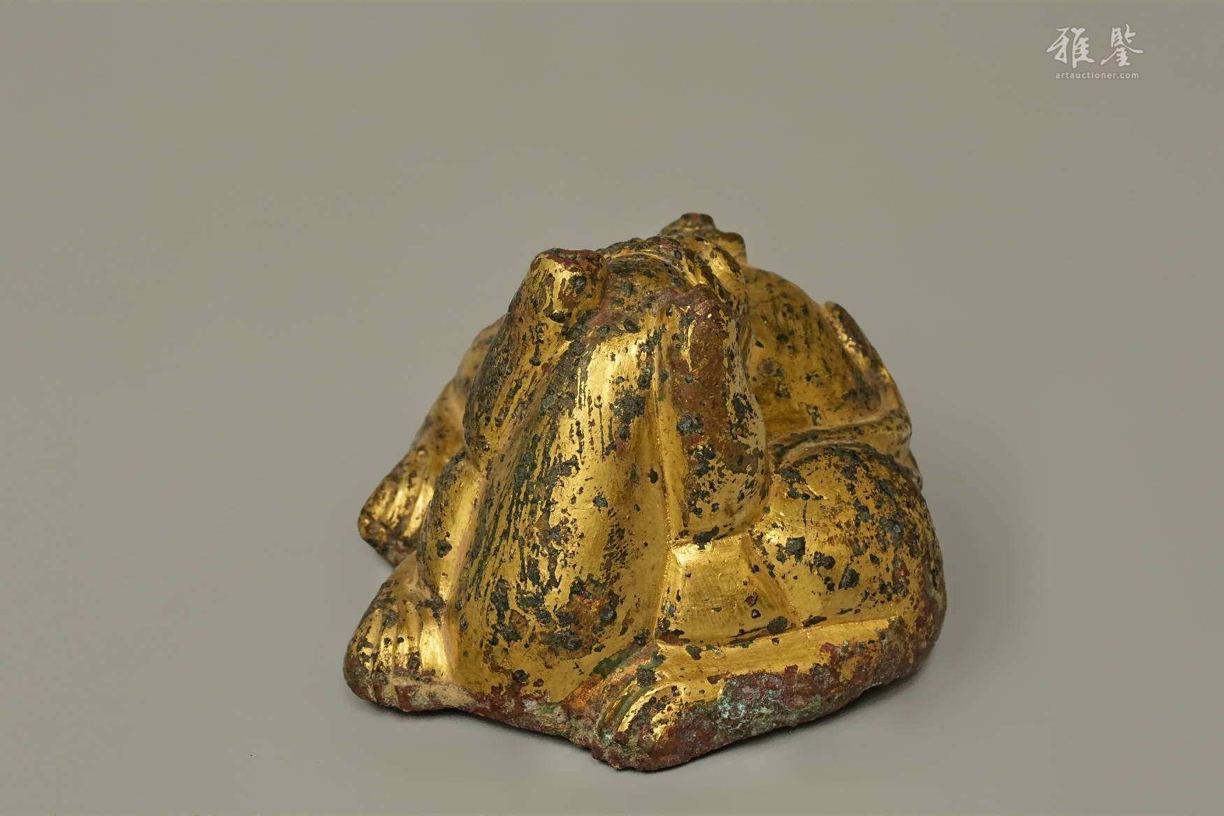 汉代 鎏金狮子席镇 日本桐箱附 本物保证