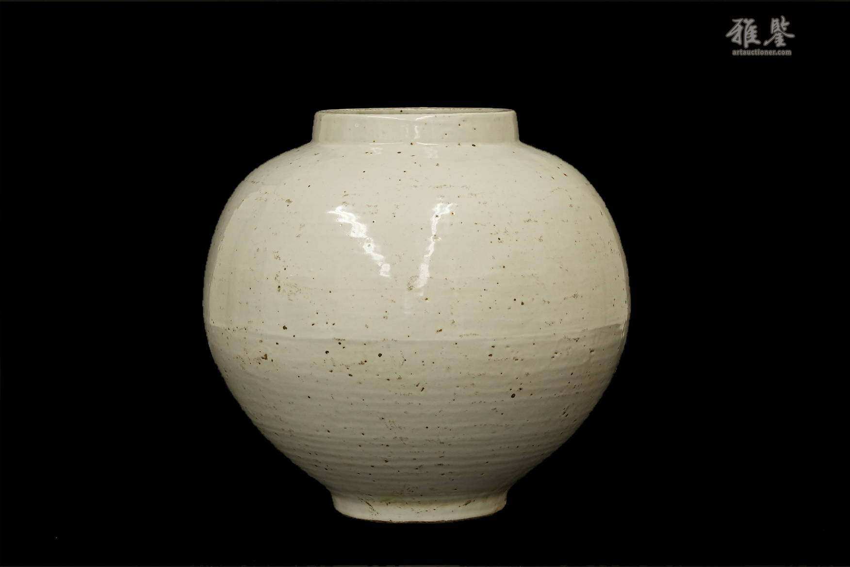 李朝时代 17-18世纪 白瓷月亮罐 本物保证