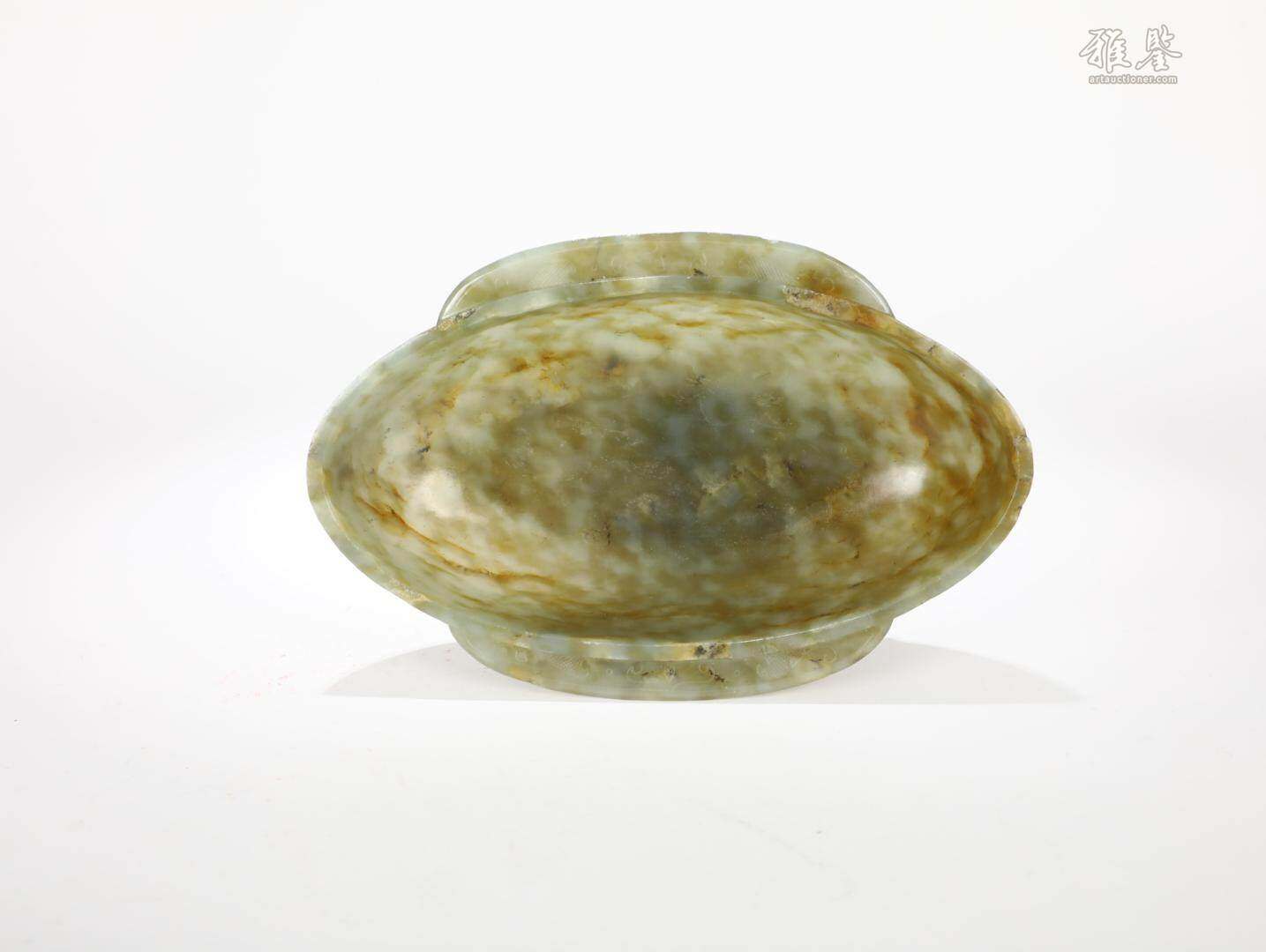 明 青白玉鳳紋雙耳杯