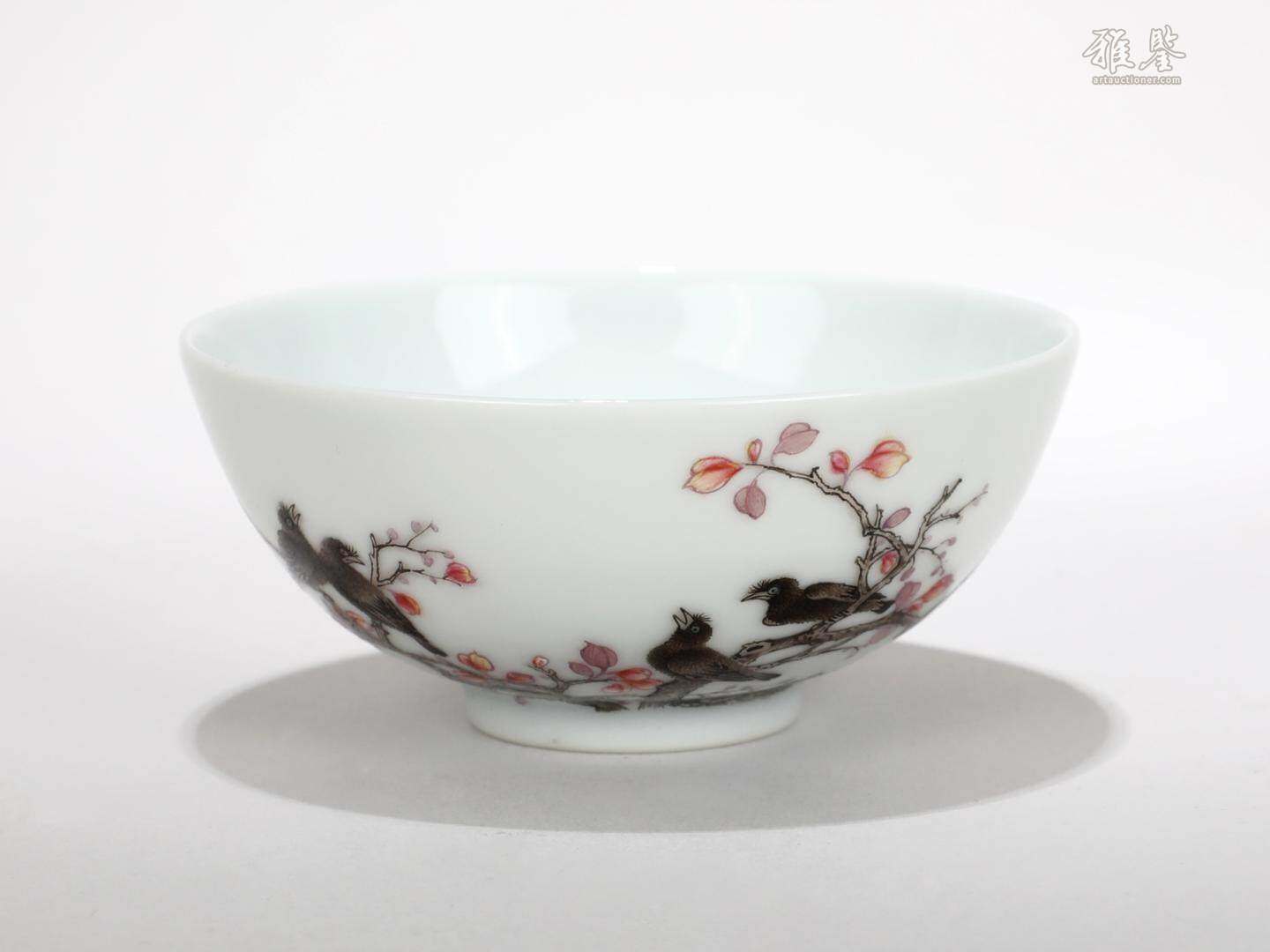 清雍正 粉彩喜上眉梢茶圓
